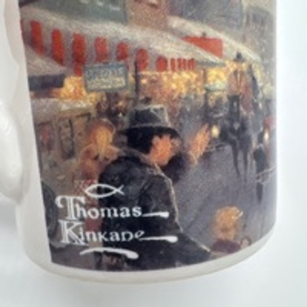 Vintage 1990 Thomas Kinkade Christmas On Main Street Tall Mug - Picture 2 of 5